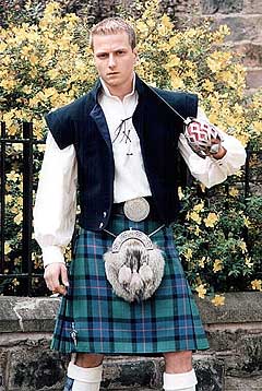 casual kilt in flower of scotland tartan